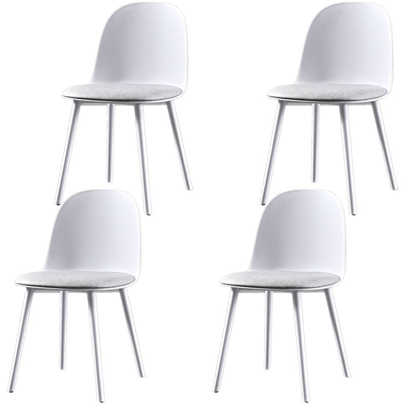 Upholstered Dining Chair Glam Style Plastic Side Chair for Dining Room White Fabric 4 Piece Set Clearhalo 'Dining Chairs' 'Dining Tables & Seating' 'dining_chair' 'furn' 'furn_dining_chair' 'Furniture' 'furniture_dining_chair' 'Kitchen & Dining Furniture' 5082187