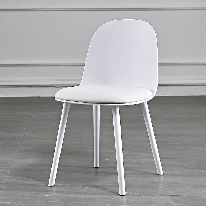 Upholstered Dining Chair Glam Style Plastic Side Chair for Dining Room White Faux Leather 1 Piece Clearhalo 'Dining Chairs' 'Dining Tables & Seating' 'dining_chair' 'furn' 'furn_dining_chair' 'Furniture' 'furniture_dining_chair' 'Kitchen & Dining Furniture' 5082188