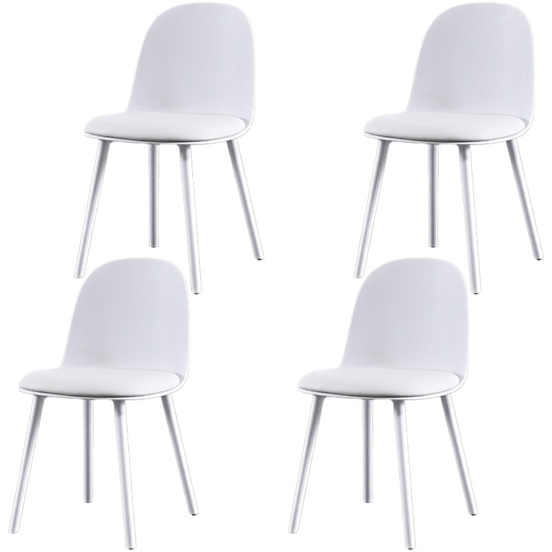 Upholstered Dining Chair Glam Style Plastic Side Chair for Dining Room White Faux Leather 4 Piece Set Clearhalo 'Dining Chairs' 'Dining Tables & Seating' 'dining_chair' 'furn' 'furn_dining_chair' 'Furniture' 'furniture_dining_chair' 'Kitchen & Dining Furniture' 5082190
