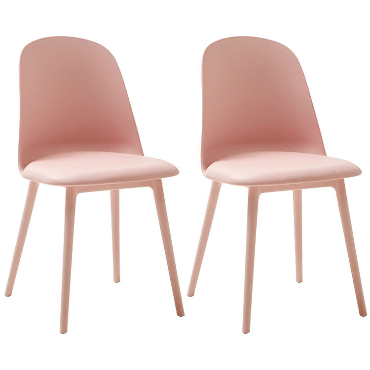 PU Leather Side Chair Contemporary Style Dining Chair for Indoor Pink 2 Piece Set Clearhalo 'Dining Chairs' 'Dining Tables & Seating' 'dining_chair' 'furn' 'furn_dining_chair' 'Furniture' 'furniture_dining_chair' 'Kitchen & Dining Furniture' 5082221