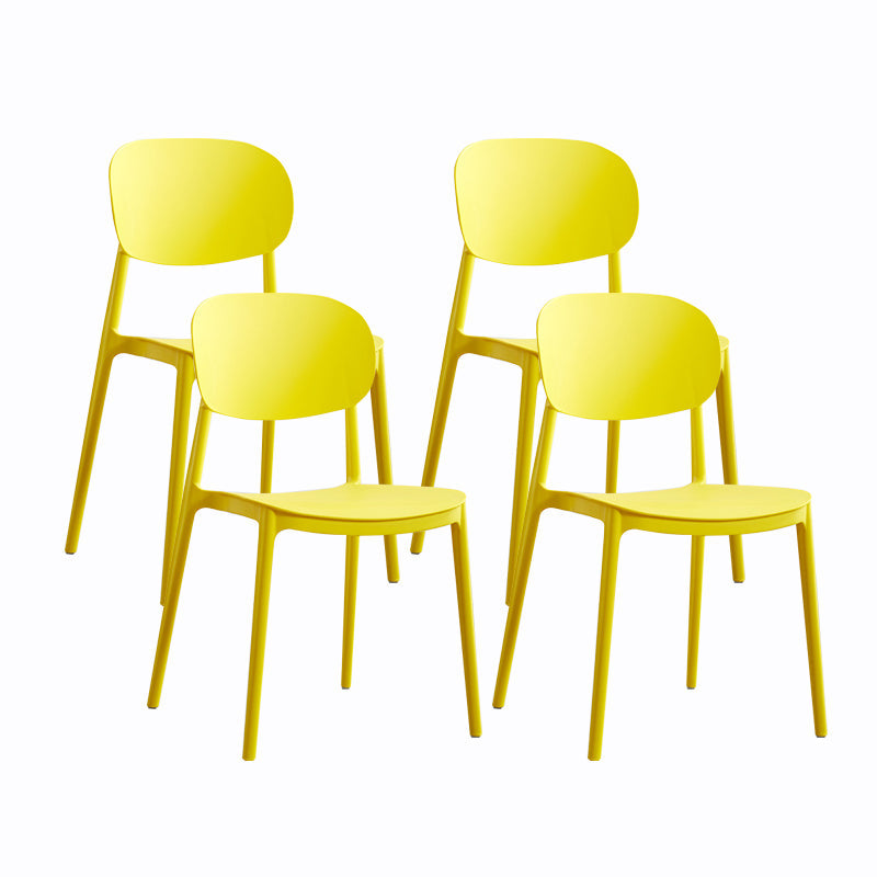 Plastic Contemporary Side Chair Open Back Kitchen Dining Room Chair Yellow 4 Piece Set Clearhalo 'Dining Chairs' 'Dining Tables & Seating' 'dining_chair' 'furn' 'furn_dining_chair' 'Furniture' 'furniture_dining_chair' 'Kitchen & Dining Furniture' 5082230