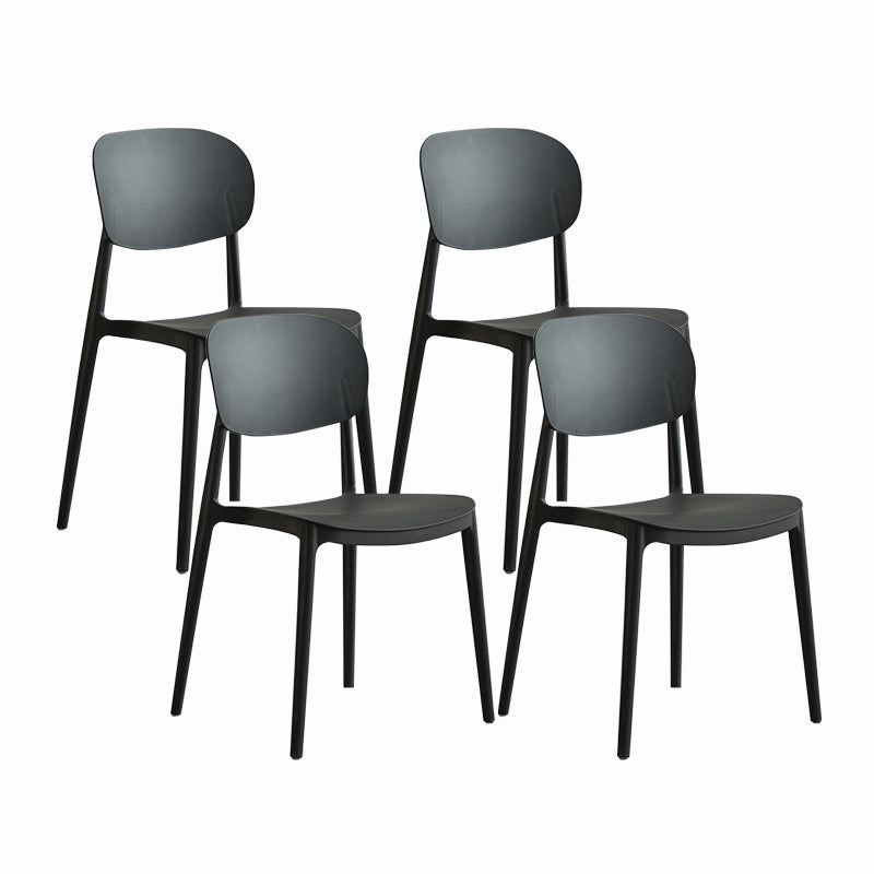 Plastic Contemporary Side Chair Open Back Kitchen Dining Room Chair Black 4 Piece Set Clearhalo 'Dining Chairs' 'Dining Tables & Seating' 'dining_chair' 'furn' 'furn_dining_chair' 'Furniture' 'furniture_dining_chair' 'Kitchen & Dining Furniture' 5082237