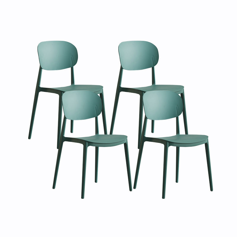 Plastic Contemporary Side Chair Open Back Kitchen Dining Room Chair Green 4 Piece Set Clearhalo 'Dining Chairs' 'Dining Tables & Seating' 'dining_chair' 'furn' 'furn_dining_chair' 'Furniture' 'furniture_dining_chair' 'Kitchen & Dining Furniture' 5082239