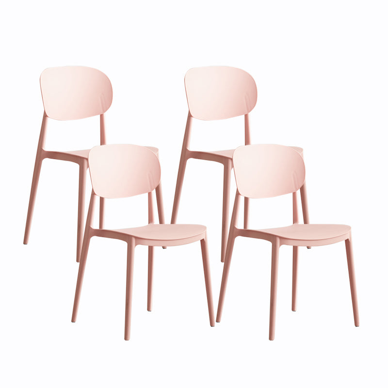 Plastic Contemporary Side Chair Open Back Kitchen Dining Room Chair Pink 4 Piece Set Clearhalo 'Dining Chairs' 'Dining Tables & Seating' 'dining_chair' 'furn' 'furn_dining_chair' 'Furniture' 'furniture_dining_chair' 'Kitchen & Dining Furniture' 5082241