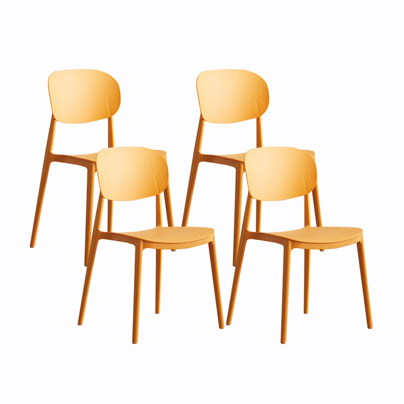 Plastic Contemporary Side Chair Open Back Kitchen Dining Room Chair Orange 4 Piece Set Clearhalo 'Dining Chairs' 'Dining Tables & Seating' 'dining_chair' 'furn' 'furn_dining_chair' 'Furniture' 'furniture_dining_chair' 'Kitchen & Dining Furniture' 5082243