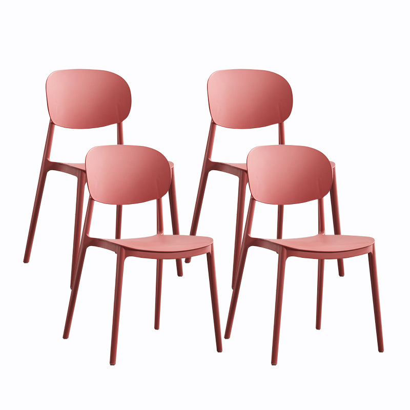 Plastic Contemporary Side Chair Open Back Kitchen Dining Room Chair Burgundy 4 Piece Set Clearhalo 'Dining Chairs' 'Dining Tables & Seating' 'dining_chair' 'furn' 'furn_dining_chair' 'Furniture' 'furniture_dining_chair' 'Kitchen & Dining Furniture' 5082245