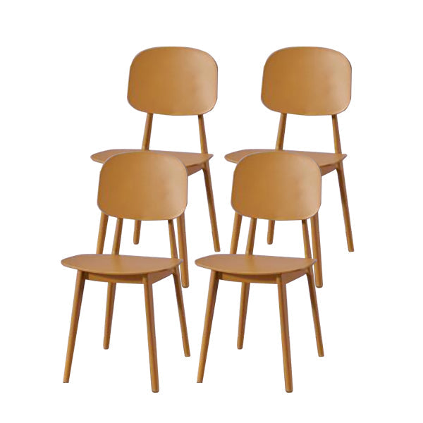 Contemporary Open Back Chair Plastic Dining Side Chair for Home Yellow 4 Piece Set Clearhalo 'Dining Chairs' 'Dining Tables & Seating' 'dining_chair' 'furn' 'furn_dining_chair' 'Furniture' 'furniture_dining_chair' 'Kitchen & Dining Furniture' 5082266