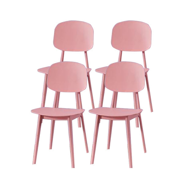 Contemporary Open Back Chair Plastic Dining Side Chair for Home Pink 4 Piece Set Clearhalo 'Dining Chairs' 'Dining Tables & Seating' 'dining_chair' 'furn' 'furn_dining_chair' 'Furniture' 'furniture_dining_chair' 'Kitchen & Dining Furniture' 5082274