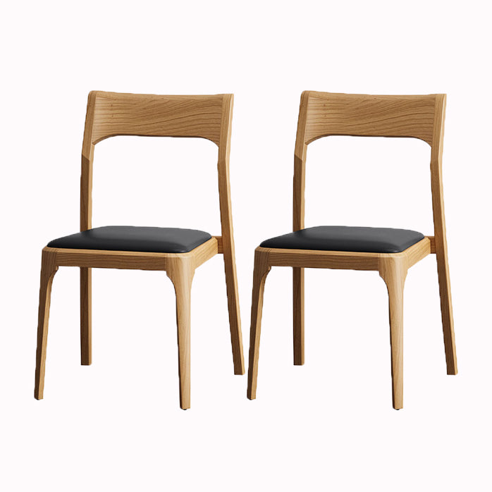 Contemporary Side Dining Chairs Solid Wood Dining Chairs for Dining Room Natural Wood Black 2 Piece Set Clearhalo 'Dining Chairs' 'Dining Tables & Seating' 'dining_chair' 'furn' 'furn_dining_chair' 'Furniture' 'furniture_dining_chair' 'Kitchen & Dining Furniture' 5082314
