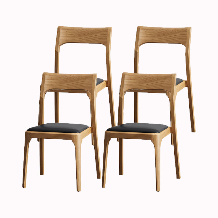 Contemporary Side Dining Chairs Solid Wood Dining Chairs for Dining Room Natural Wood Black 4 Piece Set Clearhalo 'Dining Chairs' 'Dining Tables & Seating' 'dining_chair' 'furn' 'furn_dining_chair' 'Furniture' 'furniture_dining_chair' 'Kitchen & Dining Furniture' 5082316
