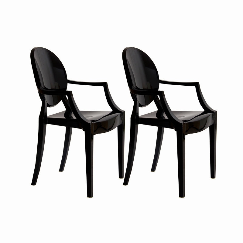 Modern Style Dining Armchair Plastic King Louis Back Arm Chair Black 2 Piece Set Clearhalo 'Dining Chairs' 'Dining Tables & Seating' 'dining_chair' 'furn' 'furn_dining_chair' 'Furniture' 'furniture_dining_chair' 'Kitchen & Dining Furniture' 5082327