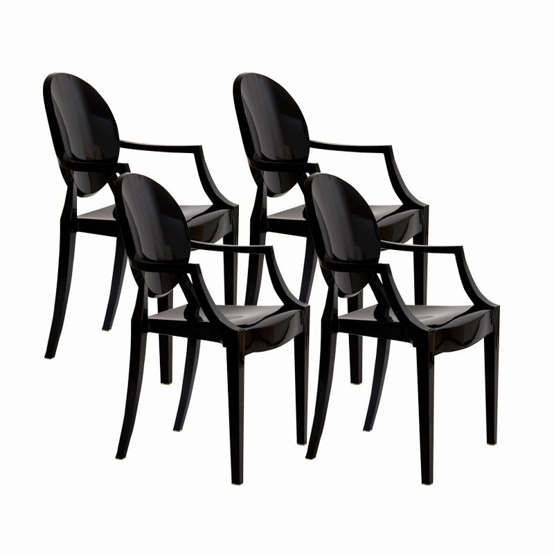 Modern Style Dining Armchair Plastic King Louis Back Arm Chair Black 4 Piece Set Clearhalo 'Dining Chairs' 'Dining Tables & Seating' 'dining_chair' 'furn' 'furn_dining_chair' 'Furniture' 'furniture_dining_chair' 'Kitchen & Dining Furniture' 5082328