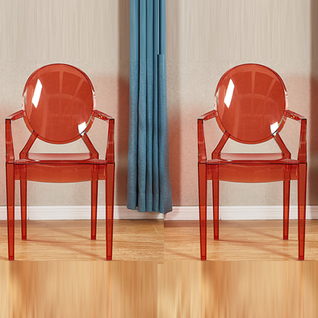Modern Style Dining Armchair Plastic King Louis Back Arm Chair Red 2 Piece Set Clearhalo 'Dining Chairs' 'Dining Tables & Seating' 'dining_chair' 'furn' 'furn_dining_chair' 'Furniture' 'furniture_dining_chair' 'Kitchen & Dining Furniture' 5082331
