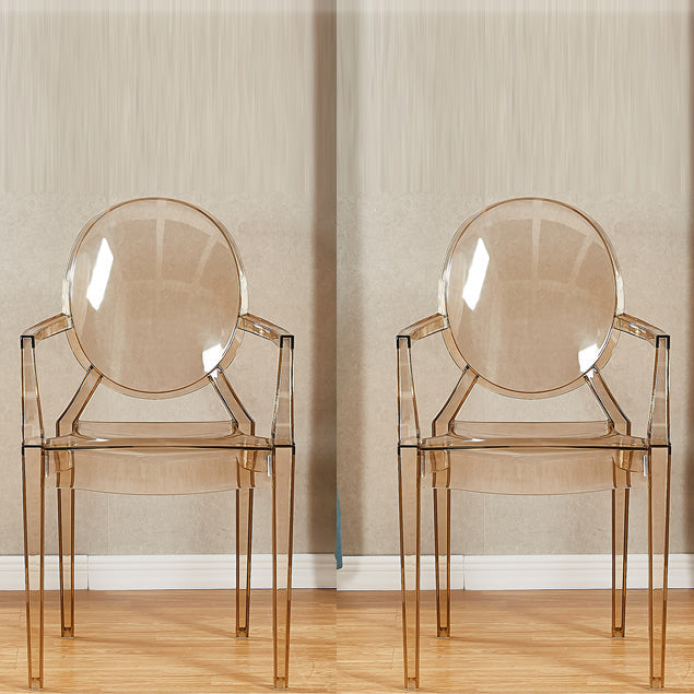 Modern Style Dining Armchair Plastic King Louis Back Arm Chair Brown 2 Piece Set Clearhalo 'Dining Chairs' 'Dining Tables & Seating' 'dining_chair' 'furn' 'furn_dining_chair' 'Furniture' 'furniture_dining_chair' 'Kitchen & Dining Furniture' 5082333