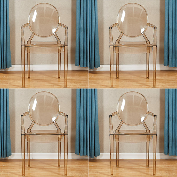 Modern Style Dining Armchair Plastic King Louis Back Arm Chair Brown 4 Piece Set Clearhalo 'Dining Chairs' 'Dining Tables & Seating' 'dining_chair' 'furn' 'furn_dining_chair' 'Furniture' 'furniture_dining_chair' 'Kitchen & Dining Furniture' 5082335
