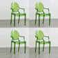 Modern Style Dining Armchair Plastic King Louis Back Arm Chair Green 4 Piece Set Clearhalo 'Dining Chairs' 'Dining Tables & Seating' 'dining_chair' 'furn' 'furn_dining_chair' 'Furniture' 'furniture_dining_chair' 'Kitchen & Dining Furniture' 5082339