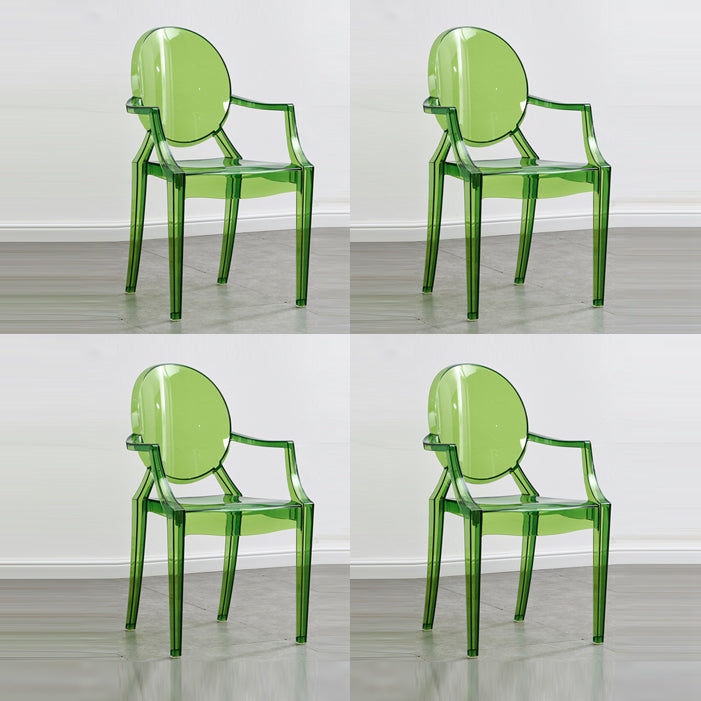 Modern Style Dining Armchair Plastic King Louis Back Arm Chair Green 4 Piece Set Clearhalo 'Dining Chairs' 'Dining Tables & Seating' 'dining_chair' 'furn' 'furn_dining_chair' 'Furniture' 'furniture_dining_chair' 'Kitchen & Dining Furniture' 5082339