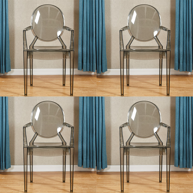 Modern Style Dining Armchair Plastic King Louis Back Arm Chair Grey 4 Piece Set Clearhalo 'Dining Chairs' 'Dining Tables & Seating' 'dining_chair' 'furn' 'furn_dining_chair' 'Furniture' 'furniture_dining_chair' 'Kitchen & Dining Furniture' 5082342