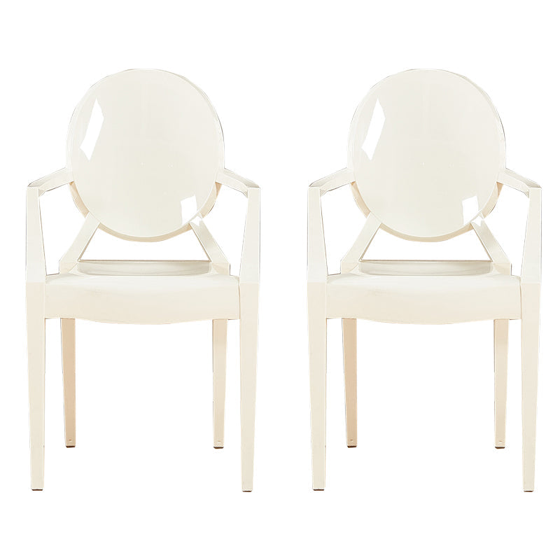 Modern Style Dining Armchair Plastic King Louis Back Arm Chair White 2 Piece Set Clearhalo 'Dining Chairs' 'Dining Tables & Seating' 'dining_chair' 'furn' 'furn_dining_chair' 'Furniture' 'furniture_dining_chair' 'Kitchen & Dining Furniture' 5082345