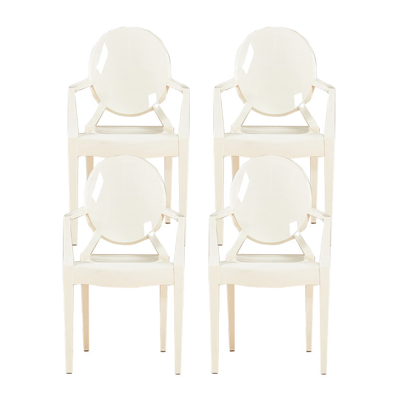Modern Style Dining Armchair Plastic King Louis Back Arm Chair White 4 Piece Set Clearhalo 'Dining Chairs' 'Dining Tables & Seating' 'dining_chair' 'furn' 'furn_dining_chair' 'Furniture' 'furniture_dining_chair' 'Kitchen & Dining Furniture' 5082346
