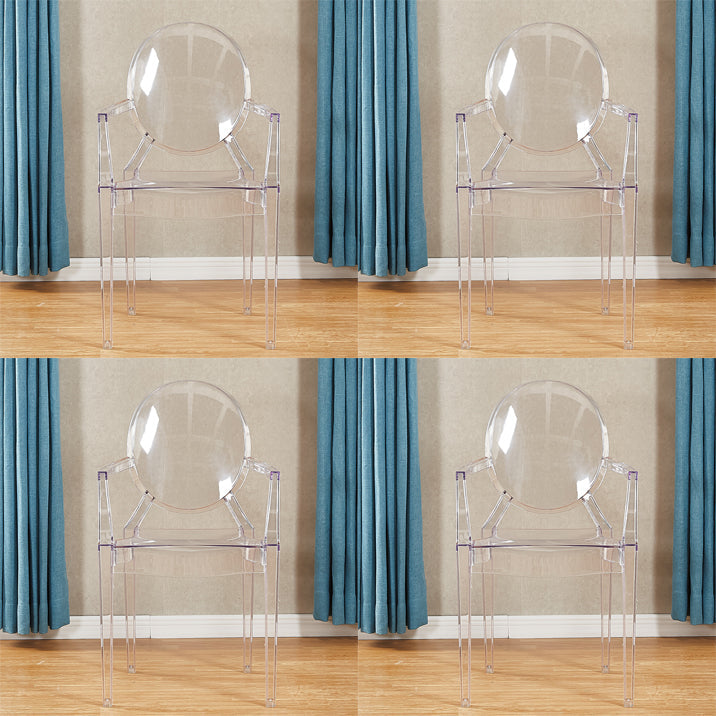 Modern Style Dining Armchair Plastic King Louis Back Arm Chair Clear 4 Piece Set Clearhalo 'Dining Chairs' 'Dining Tables & Seating' 'dining_chair' 'furn' 'furn_dining_chair' 'Furniture' 'furniture_dining_chair' 'Kitchen & Dining Furniture' 5082348