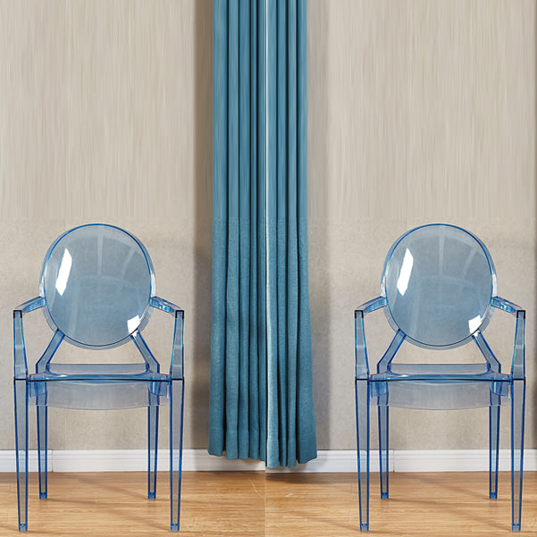 Modern Style Dining Armchair Plastic King Louis Back Arm Chair Blue 2 Piece Set Clearhalo 'Dining Chairs' 'Dining Tables & Seating' 'dining_chair' 'furn' 'furn_dining_chair' 'Furniture' 'furniture_dining_chair' 'Kitchen & Dining Furniture' 5082349