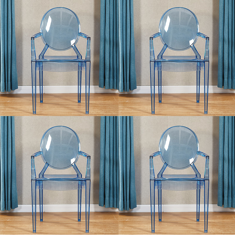 Modern Style Dining Armchair Plastic King Louis Back Arm Chair Blue 4 Piece Set Clearhalo 'Dining Chairs' 'Dining Tables & Seating' 'dining_chair' 'furn' 'furn_dining_chair' 'Furniture' 'furniture_dining_chair' 'Kitchen & Dining Furniture' 5082350