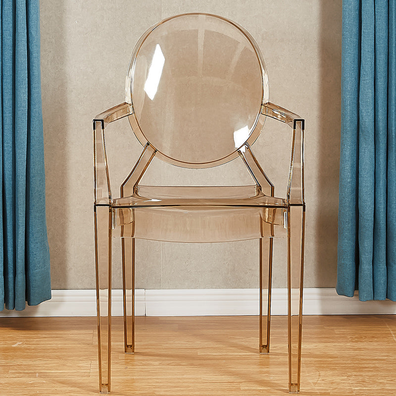 Modern Style Dining Armchair Plastic King Louis Back Arm Chair Brown 1 Piece Clearhalo 'Dining Chairs' 'Dining Tables & Seating' 'dining_chair' 'furn' 'furn_dining_chair' 'Furniture' 'furniture_dining_chair' 'Kitchen & Dining Furniture' 5082353