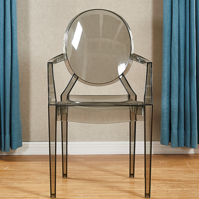 Modern Style Dining Armchair Plastic King Louis Back Arm Chair Grey 1 Piece Clearhalo 'Dining Chairs' 'Dining Tables & Seating' 'dining_chair' 'furn' 'furn_dining_chair' 'Furniture' 'furniture_dining_chair' 'Kitchen & Dining Furniture' 5082355