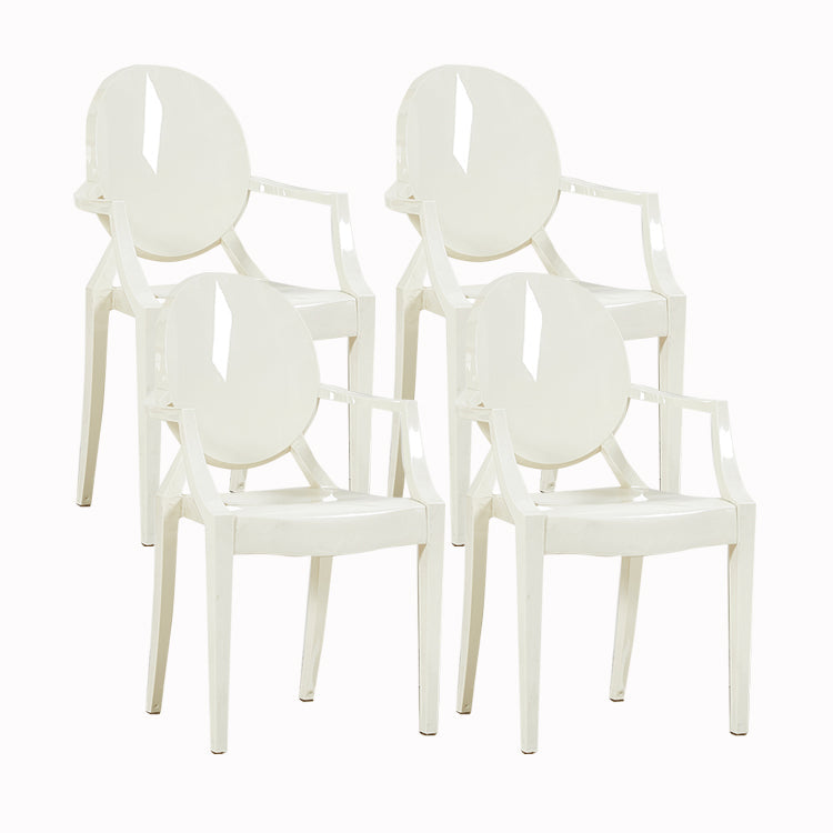 Modern Style Dining Armchair Plastic King Louis Back Arm Chair Ivory 4 Piece Set Clearhalo 'Dining Chairs' 'Dining Tables & Seating' 'dining_chair' 'furn' 'furn_dining_chair' 'Furniture' 'furniture_dining_chair' 'Kitchen & Dining Furniture' 5082360