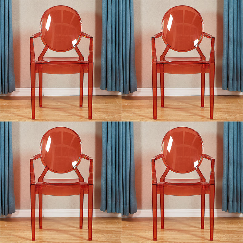 Modern Style Dining Armchair Plastic King Louis Back Arm Chair Red 4 Piece Set Clearhalo 'Dining Chairs' 'Dining Tables & Seating' 'dining_chair' 'furn' 'furn_dining_chair' 'Furniture' 'furniture_dining_chair' 'Kitchen & Dining Furniture' 5082361