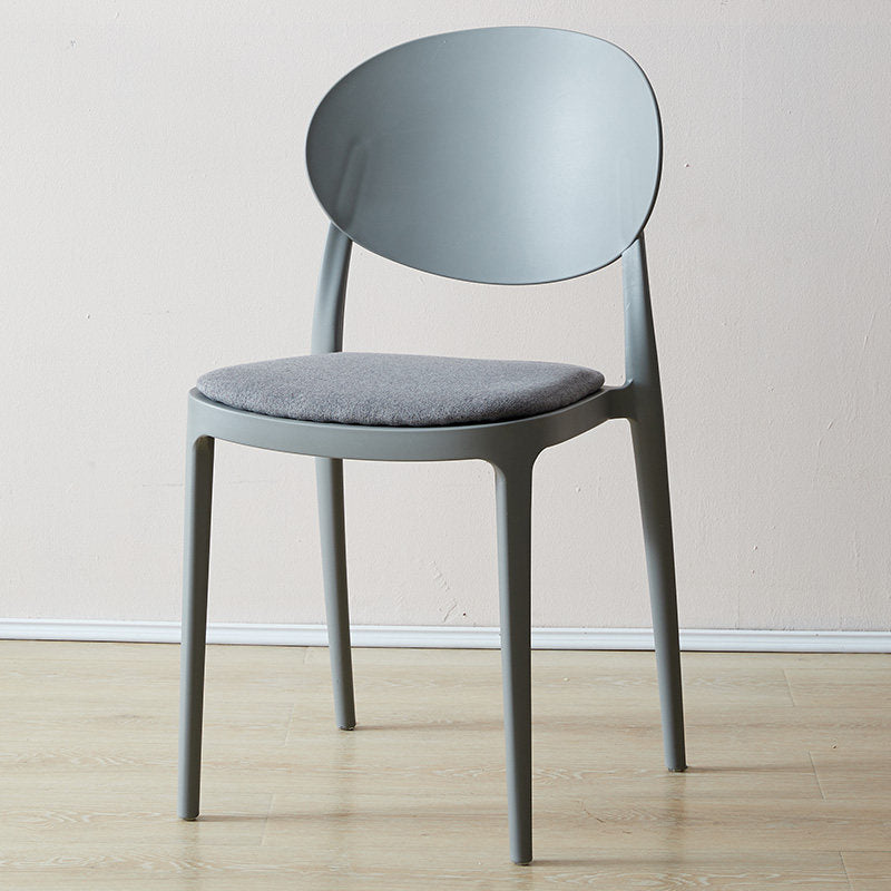 Contemporary Plastic Side Chair Open Back Kitchen Dining Room Chair Grey Fabric 1 Piece Clearhalo 'Dining Chairs' 'Dining Tables & Seating' 'dining_chair' 'furn' 'furn_dining_chair' 'Furniture' 'furniture_dining_chair' 'Kitchen & Dining Furniture' 5082369