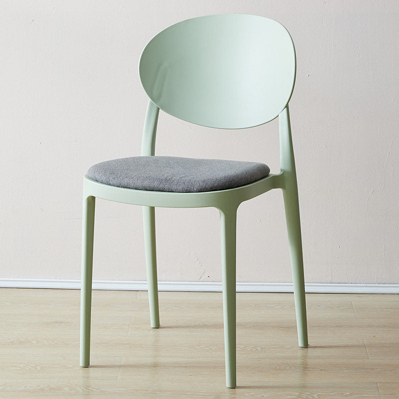 Contemporary Plastic Side Chair Open Back Kitchen Dining Room Chair Green Fabric 1 Piece Clearhalo 'Dining Chairs' 'Dining Tables & Seating' 'dining_chair' 'furn' 'furn_dining_chair' 'Furniture' 'furniture_dining_chair' 'Kitchen & Dining Furniture' 5082374
