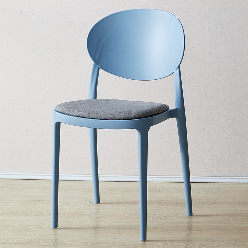 Contemporary Plastic Side Chair Open Back Kitchen Dining Room Chair Blue Fabric 1 Piece Clearhalo 'Dining Chairs' 'Dining Tables & Seating' 'dining_chair' 'furn' 'furn_dining_chair' 'Furniture' 'furniture_dining_chair' 'Kitchen & Dining Furniture' 5082388