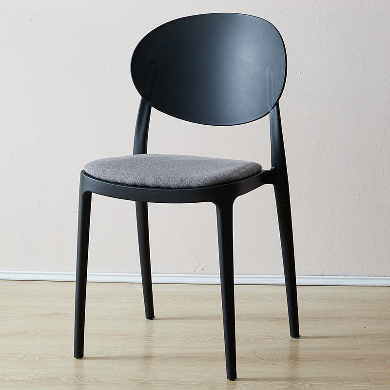 Contemporary Plastic Side Chair Open Back Kitchen Dining Room Chair Black Fabric 1 Piece Clearhalo 'Dining Chairs' 'Dining Tables & Seating' 'dining_chair' 'furn' 'furn_dining_chair' 'Furniture' 'furniture_dining_chair' 'Kitchen & Dining Furniture' 5082390