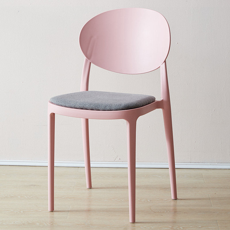 Contemporary Plastic Side Chair Open Back Kitchen Dining Room Chair Pink Fabric 1 Piece Clearhalo 'Dining Chairs' 'Dining Tables & Seating' 'dining_chair' 'furn' 'furn_dining_chair' 'Furniture' 'furniture_dining_chair' 'Kitchen & Dining Furniture' 5082393