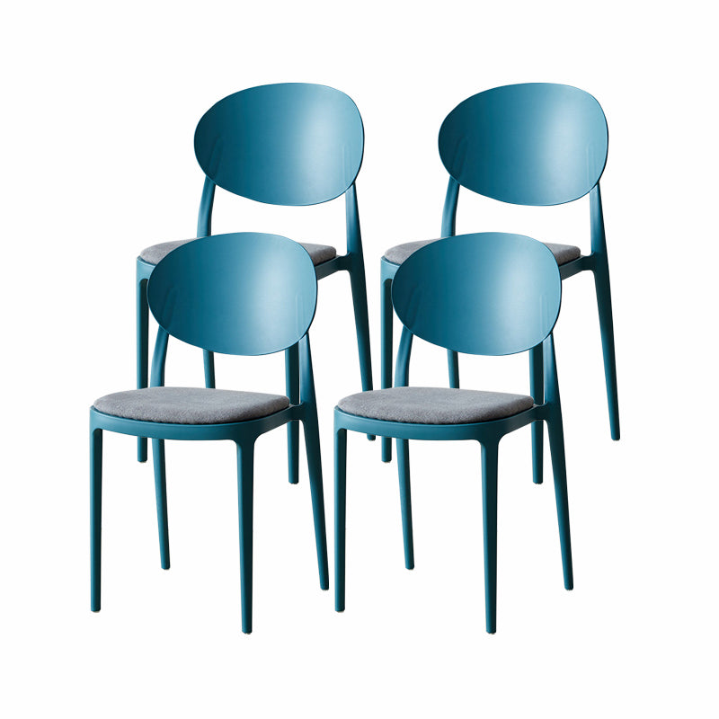 Contemporary Plastic Side Chair Open Back Kitchen Dining Room Chair Peacock Blue Fabric 4 Piece Set Clearhalo 'Dining Chairs' 'Dining Tables & Seating' 'dining_chair' 'furn' 'furn_dining_chair' 'Furniture' 'furniture_dining_chair' 'Kitchen & Dining Furniture' 5082395