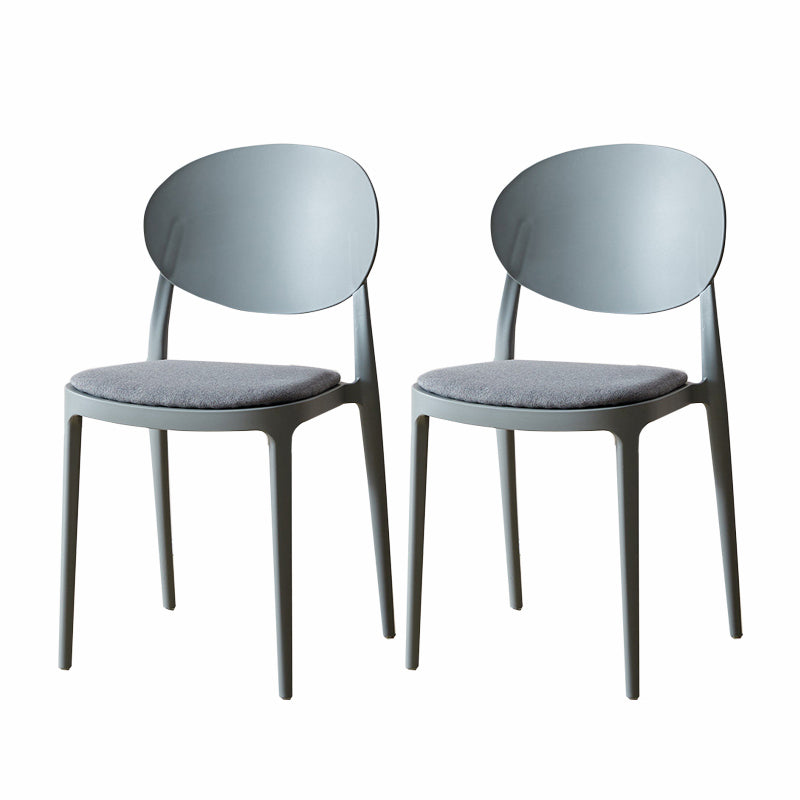 Contemporary Plastic Side Chair Open Back Kitchen Dining Room Chair Grey Fabric 2 Piece Set Clearhalo 'Dining Chairs' 'Dining Tables & Seating' 'dining_chair' 'furn' 'furn_dining_chair' 'Furniture' 'furniture_dining_chair' 'Kitchen & Dining Furniture' 5082396