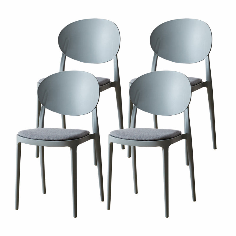 Contemporary Plastic Side Chair Open Back Kitchen Dining Room Chair Grey Fabric 4 Piece Set Clearhalo 'Dining Chairs' 'Dining Tables & Seating' 'dining_chair' 'furn' 'furn_dining_chair' 'Furniture' 'furniture_dining_chair' 'Kitchen & Dining Furniture' 5082397
