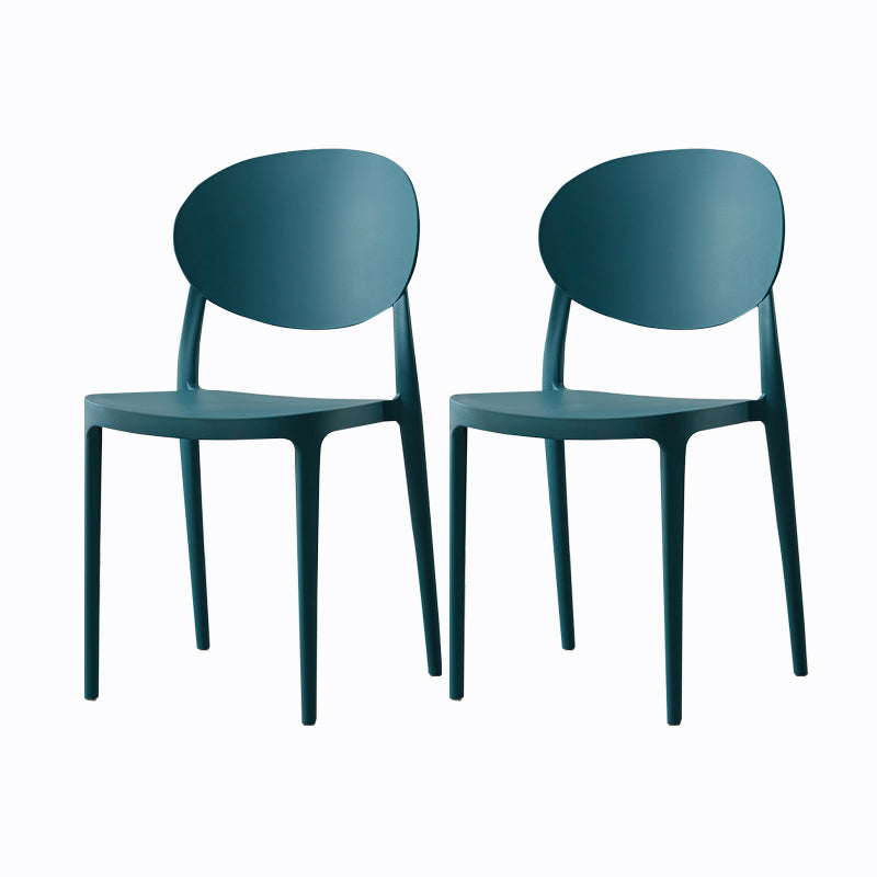 Contemporary Plastic Side Chair Open Back Kitchen Dining Room Chair Peacock Blue Plastic & Acrylic 2 Piece Set Clearhalo 'Dining Chairs' 'Dining Tables & Seating' 'dining_chair' 'furn' 'furn_dining_chair' 'Furniture' 'furniture_dining_chair' 'Kitchen & Dining Furniture' 5082398