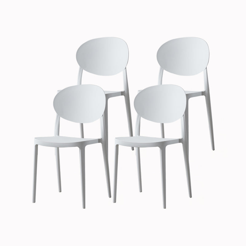 Contemporary Plastic Side Chair Open Back Kitchen Dining Room Chair White Plastic & Acrylic 4 Piece Set Clearhalo 'Dining Chairs' 'Dining Tables & Seating' 'dining_chair' 'furn' 'furn_dining_chair' 'Furniture' 'furniture_dining_chair' 'Kitchen & Dining Furniture' 5082401