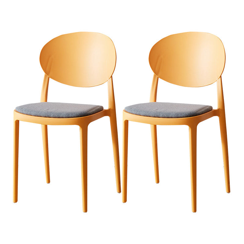 Contemporary Plastic Side Chair Open Back Kitchen Dining Room Chair Orange Fabric 2 Piece Set Clearhalo 'Dining Chairs' 'Dining Tables & Seating' 'dining_chair' 'furn' 'furn_dining_chair' 'Furniture' 'furniture_dining_chair' 'Kitchen & Dining Furniture' 5082402
