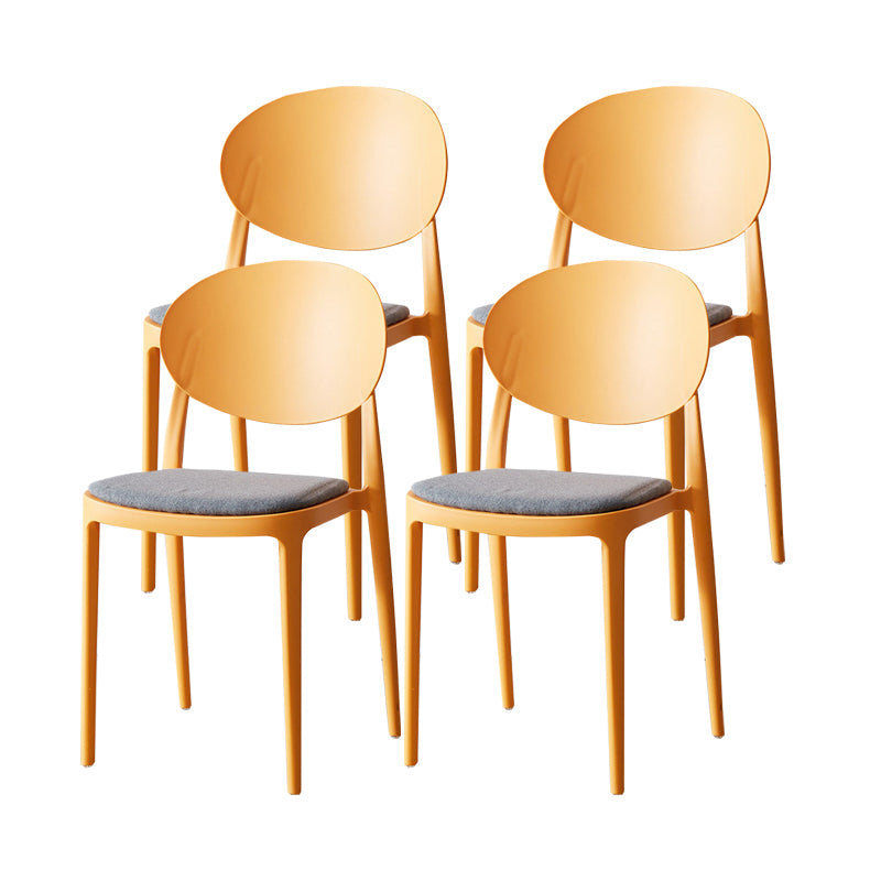 Contemporary Plastic Side Chair Open Back Kitchen Dining Room Chair Orange Fabric 4 Piece Set Clearhalo 'Dining Chairs' 'Dining Tables & Seating' 'dining_chair' 'furn' 'furn_dining_chair' 'Furniture' 'furniture_dining_chair' 'Kitchen & Dining Furniture' 5082403