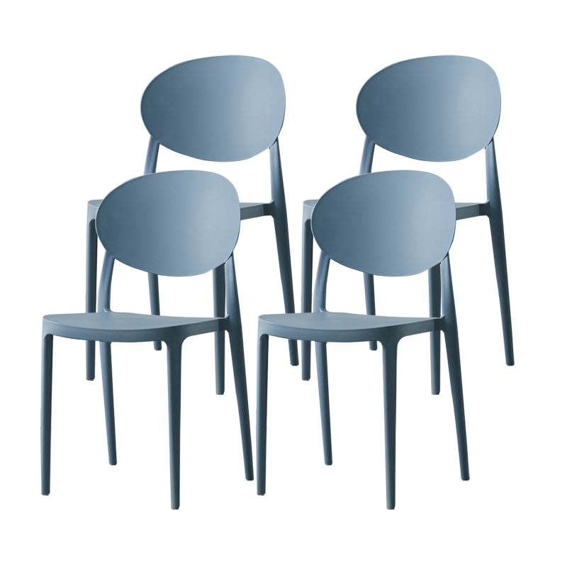 Contemporary Plastic Side Chair Open Back Kitchen Dining Room Chair Blue Plastic & Acrylic 4 Piece Set Clearhalo 'Dining Chairs' 'Dining Tables & Seating' 'dining_chair' 'furn' 'furn_dining_chair' 'Furniture' 'furniture_dining_chair' 'Kitchen & Dining Furniture' 5082405