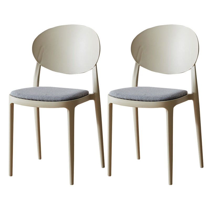 Contemporary Plastic Side Chair Open Back Kitchen Dining Room Chair Camel Fabric 2 Piece Set Clearhalo 'Dining Chairs' 'Dining Tables & Seating' 'dining_chair' 'furn' 'furn_dining_chair' 'Furniture' 'furniture_dining_chair' 'Kitchen & Dining Furniture' 5082406