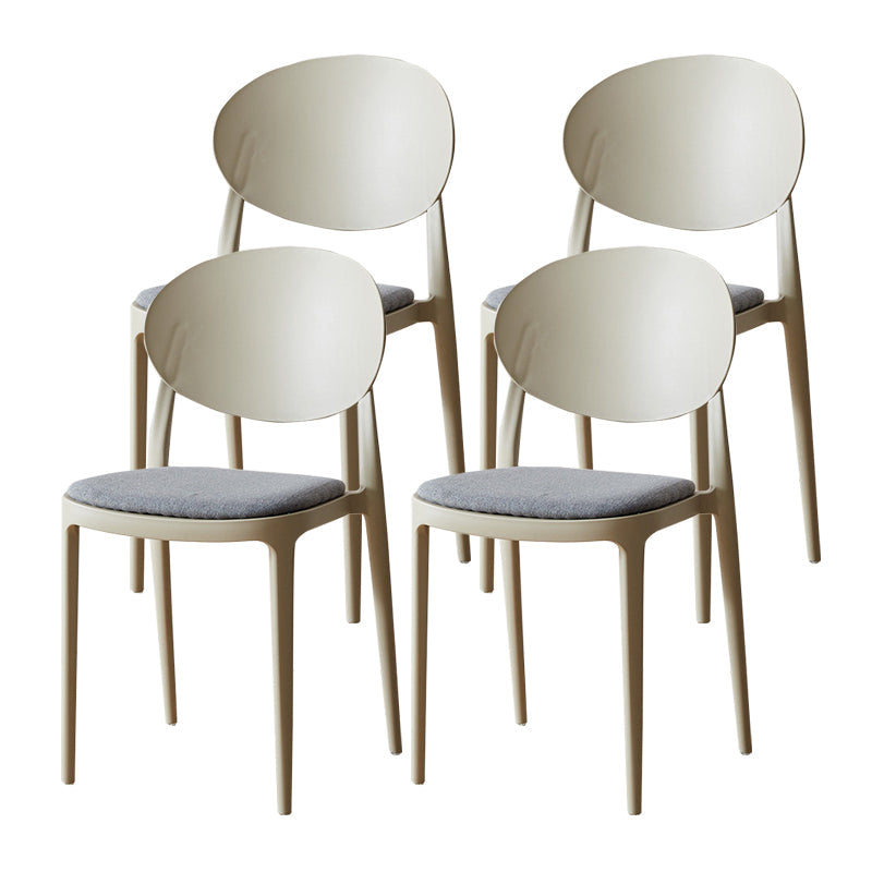 Contemporary Plastic Side Chair Open Back Kitchen Dining Room Chair Camel Fabric 4 Piece Set Clearhalo 'Dining Chairs' 'Dining Tables & Seating' 'dining_chair' 'furn' 'furn_dining_chair' 'Furniture' 'furniture_dining_chair' 'Kitchen & Dining Furniture' 5082407