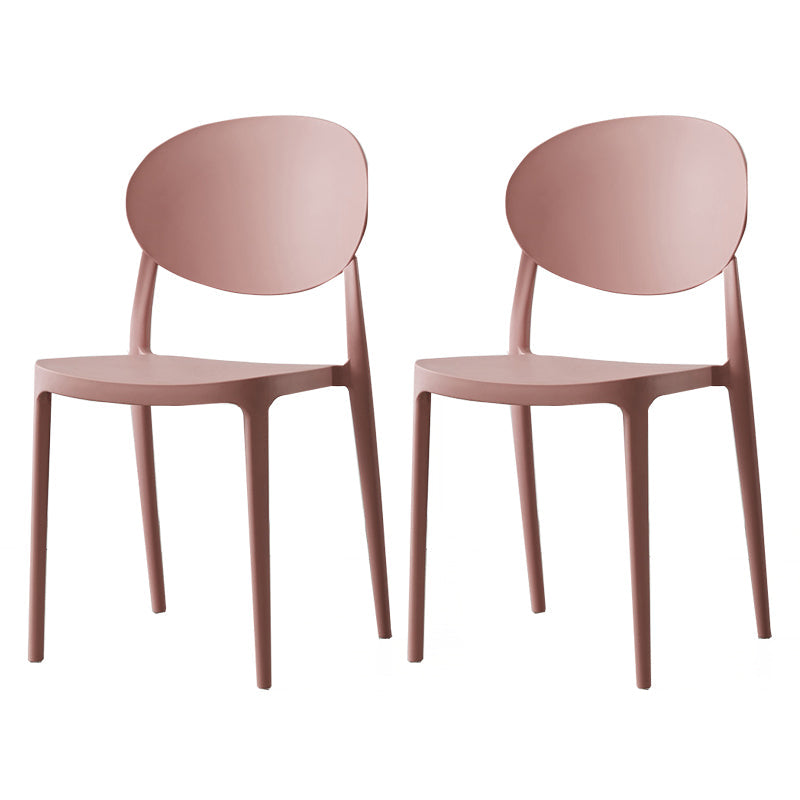 Contemporary Plastic Side Chair Open Back Kitchen Dining Room Chair Pink Plastic & Acrylic 2 Piece Set Clearhalo 'Dining Chairs' 'Dining Tables & Seating' 'dining_chair' 'furn' 'furn_dining_chair' 'Furniture' 'furniture_dining_chair' 'Kitchen & Dining Furniture' 5082408