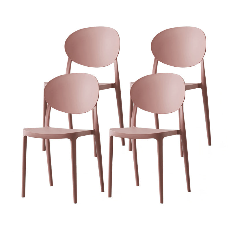 Contemporary Plastic Side Chair Open Back Kitchen Dining Room Chair Pink Plastic & Acrylic 4 Piece Set Clearhalo 'Dining Chairs' 'Dining Tables & Seating' 'dining_chair' 'furn' 'furn_dining_chair' 'Furniture' 'furniture_dining_chair' 'Kitchen & Dining Furniture' 5082409