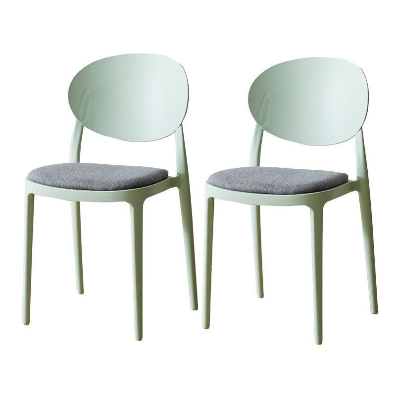 Contemporary Plastic Side Chair Open Back Kitchen Dining Room Chair Green Fabric 2 Piece Set Clearhalo 'Dining Chairs' 'Dining Tables & Seating' 'dining_chair' 'furn' 'furn_dining_chair' 'Furniture' 'furniture_dining_chair' 'Kitchen & Dining Furniture' 5082410