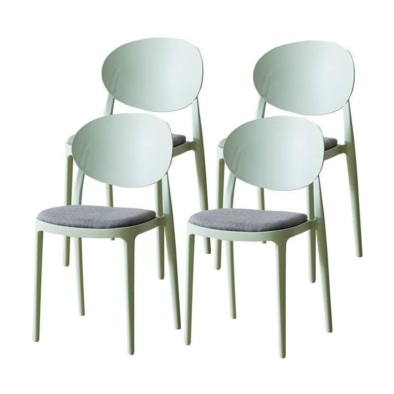 Contemporary Plastic Side Chair Open Back Kitchen Dining Room Chair Green Fabric 4 Piece Set Clearhalo 'Dining Chairs' 'Dining Tables & Seating' 'dining_chair' 'furn' 'furn_dining_chair' 'Furniture' 'furniture_dining_chair' 'Kitchen & Dining Furniture' 5082411